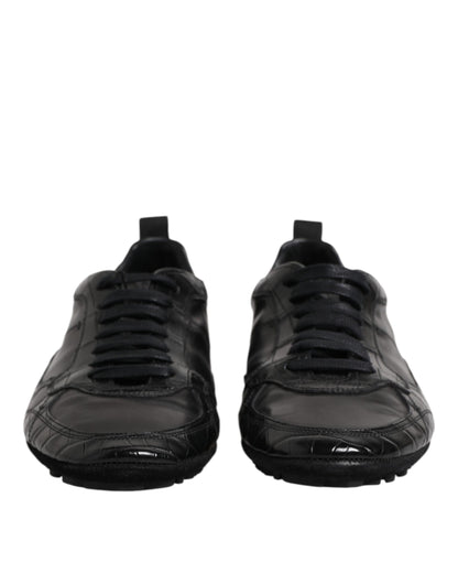 Dolce &amp; Gabbana Black Exotic Leather Low-Top Sneakers