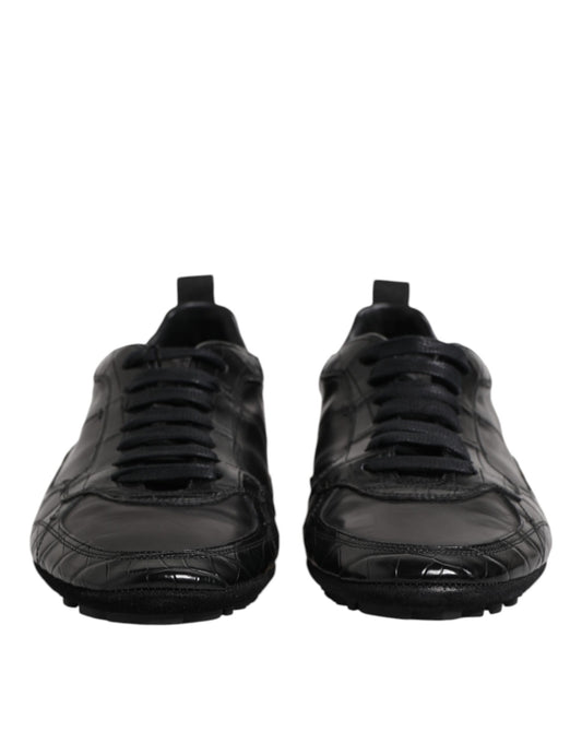 Dolce &amp; Gabbana Black Exotic Leather Low-Top Sneakers