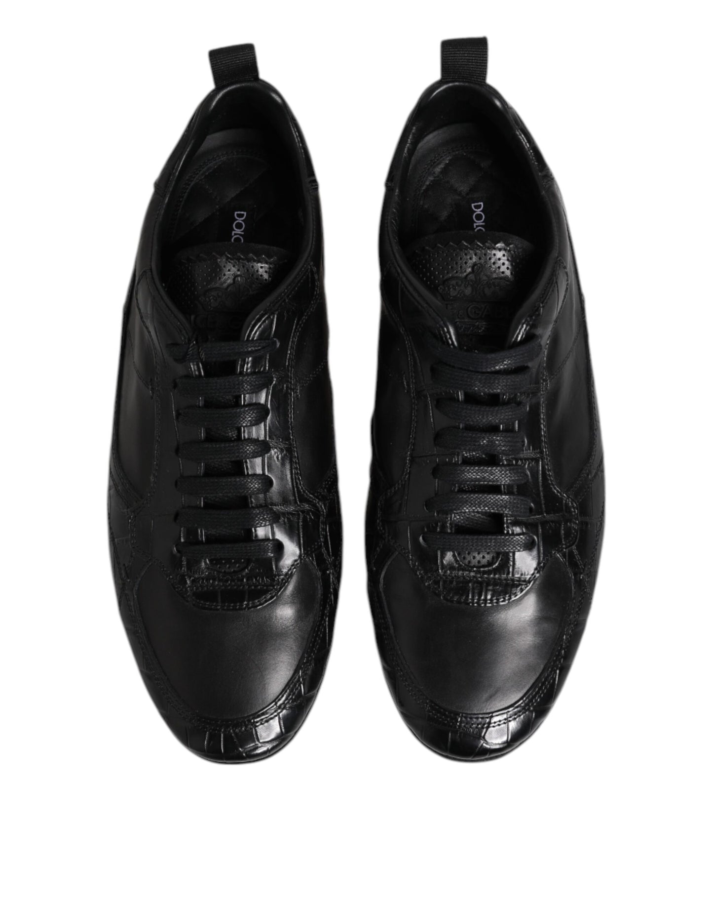 Dolce &amp; Gabbana Black Exotic Leather Low-Top Sneakers