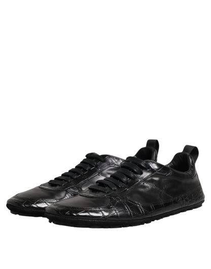 Dolce &amp; Gabbana Black Exotic Leather Low-Top Sneakers