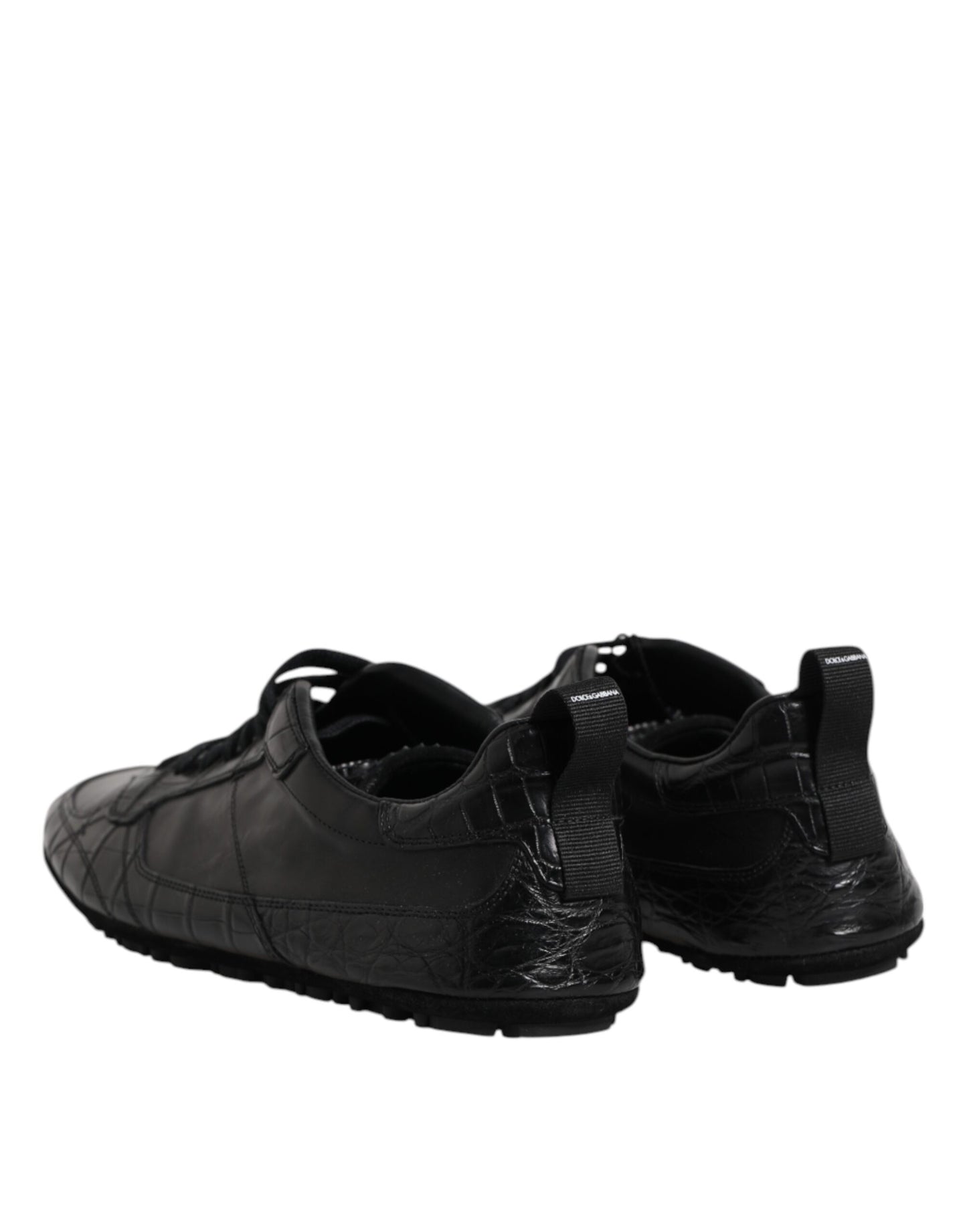 Dolce &amp; Gabbana Black Exotic Leather Low-Top Sneakers