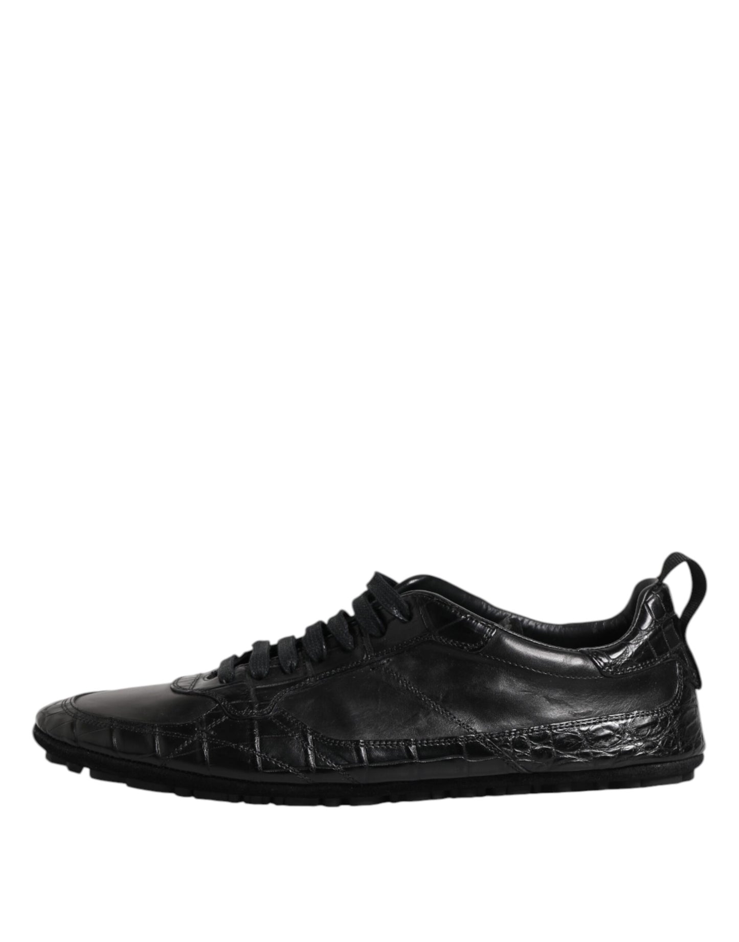 Dolce &amp; Gabbana Black Exotic Leather Low-Top Sneakers