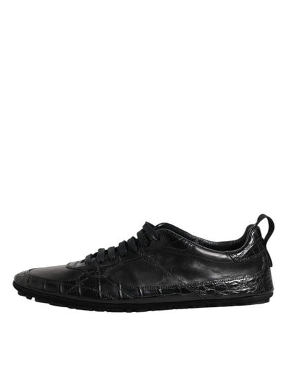 Dolce &amp; Gabbana Black Exotic Leather Low-Top Sneakers
