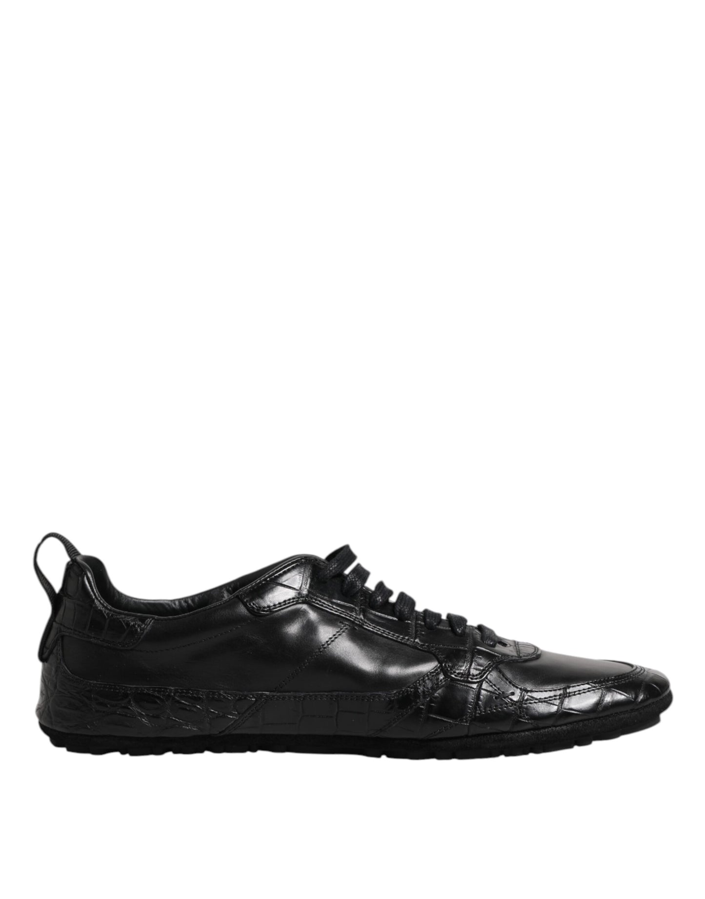 Dolce &amp; Gabbana Black Exotic Leather Low-Top Sneakers