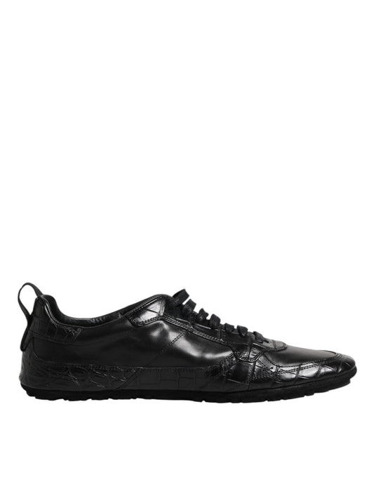 Dolce &amp; Gabbana Black Exotic Leather Low-Top Sneakers