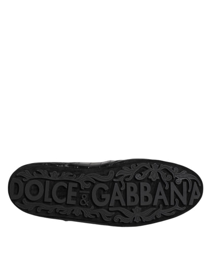 Dolce &amp; Gabbana Black Exotic Leather Low-Top Sneakers