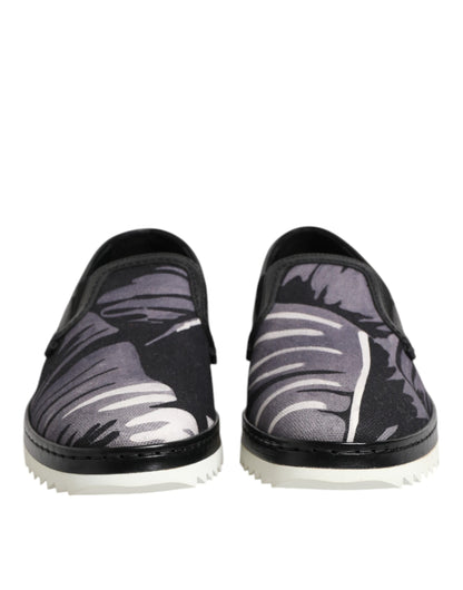 Dolce &amp; Gabbana Black Tropical Slip-On Men's Sneakers
