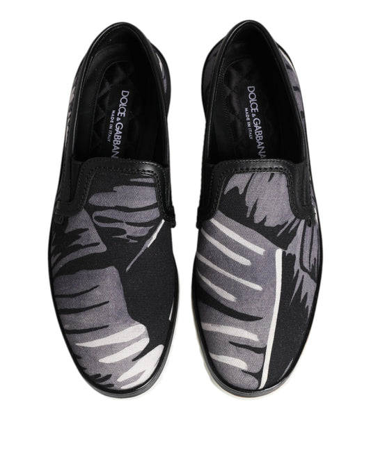 Dolce &amp; Gabbana Black Tropical Slip-On Men's Sneakers