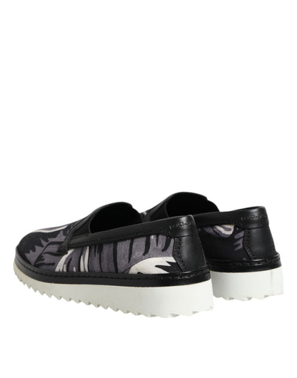 Dolce &amp; Gabbana Black Tropical Slip-On Men's Sneakers