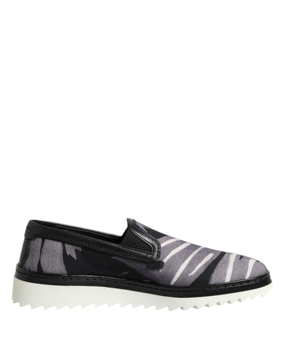 Dolce &amp; Gabbana Black Tropical Slip-On Men's Sneakers