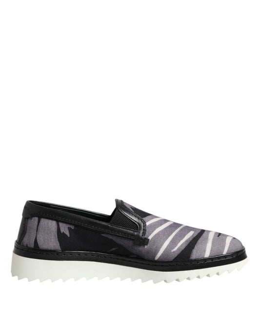 Dolce &amp; Gabbana Black Tropical Slip-On Men's Sneakers