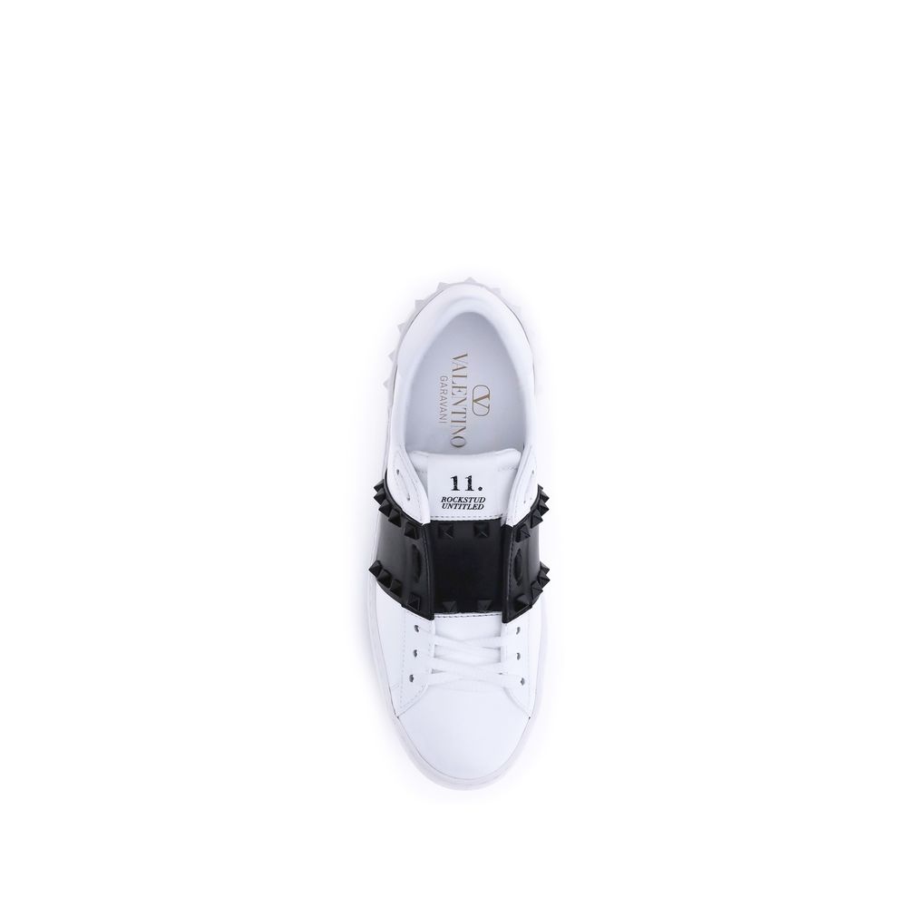 Rockstud Untitled Sneakers - Platinum Studded Calfskin Low Tops
