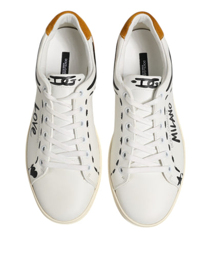 Dolce &amp; Gabbana White Leather Milano Low-Top Sneakers