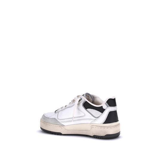 Italian Leather Basketball-Inspired Sneakers - Chunky Low-Top Design