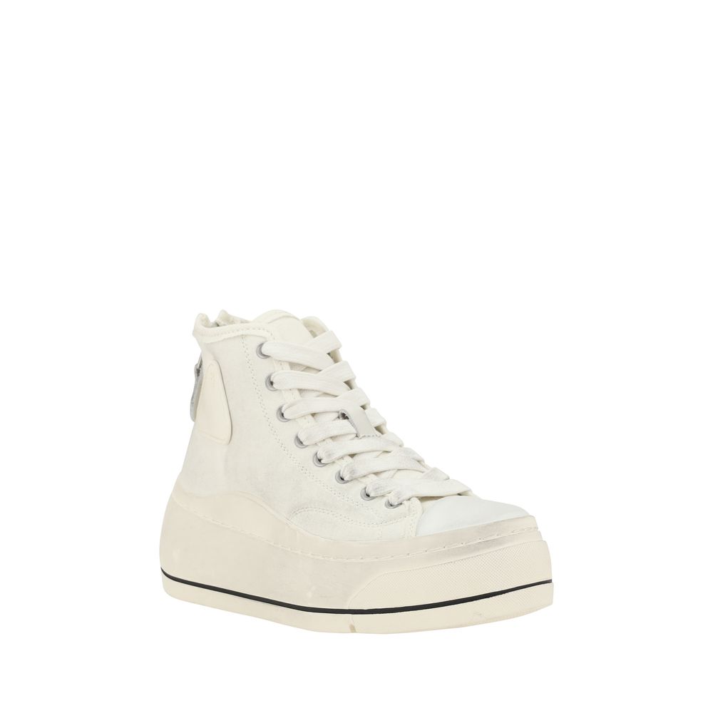 Platform High Top Sneakers with Worn-Effect Sole