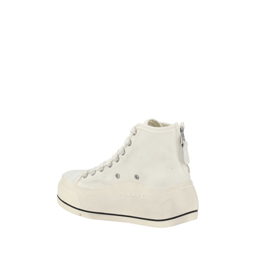 Platform High Top Sneakers with Worn-Effect Sole