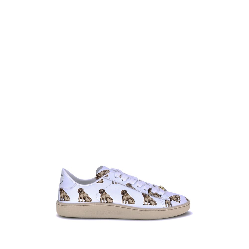 Royco Leather Sneakers with Dog Print - Italian Craftsmanship