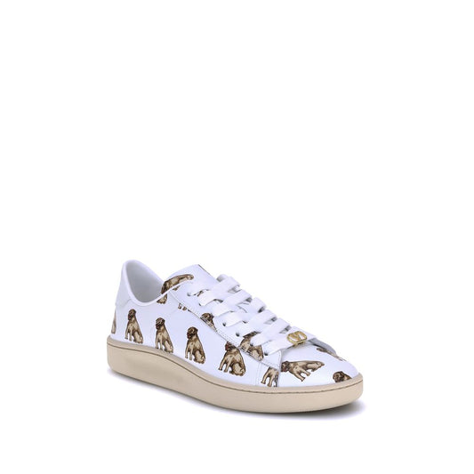 Royco Leather Sneakers with Dog Print - Italian Craftsmanship