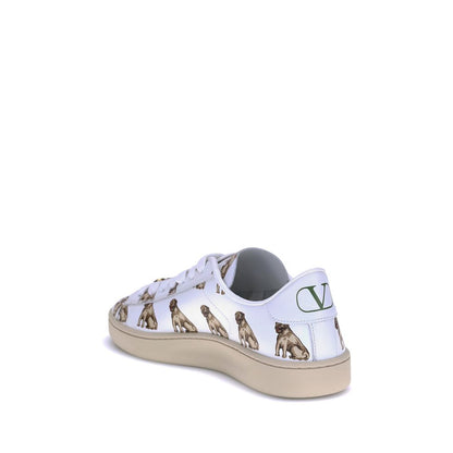 Royco Leather Sneakers with Dog Print - Italian Craftsmanship