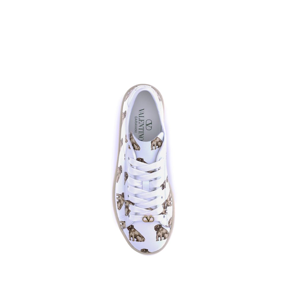 Royco Leather Sneakers with Dog Print - Italian Craftsmanship