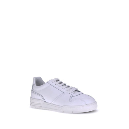 Leather Low-Top Sneakers - White Urban Style with Logo Detail