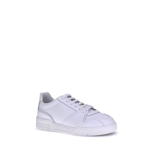 Leather Low-Top Sneakers - White Urban Style with Logo Detail