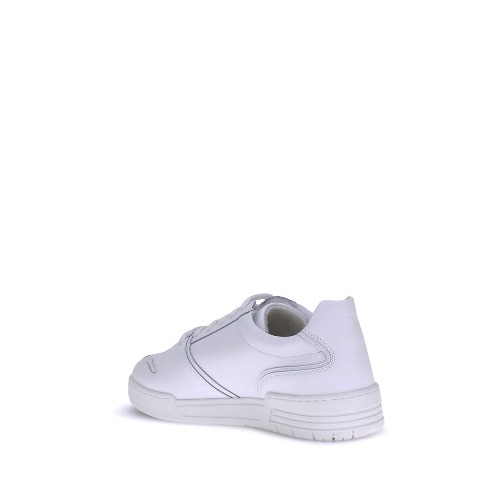 Leather Low-Top Sneakers - White Urban Style with Logo Detail