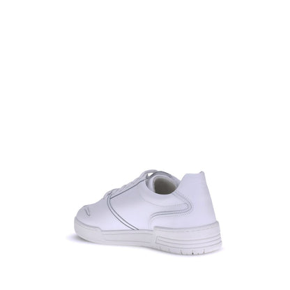 Leather Low-Top Sneakers - White Urban Style with Logo Detail