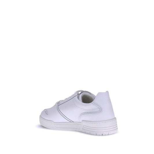 Leather Low-Top Sneakers - White Urban Style with Logo Detail