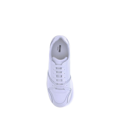 Leather Low-Top Sneakers - White Urban Style with Logo Detail