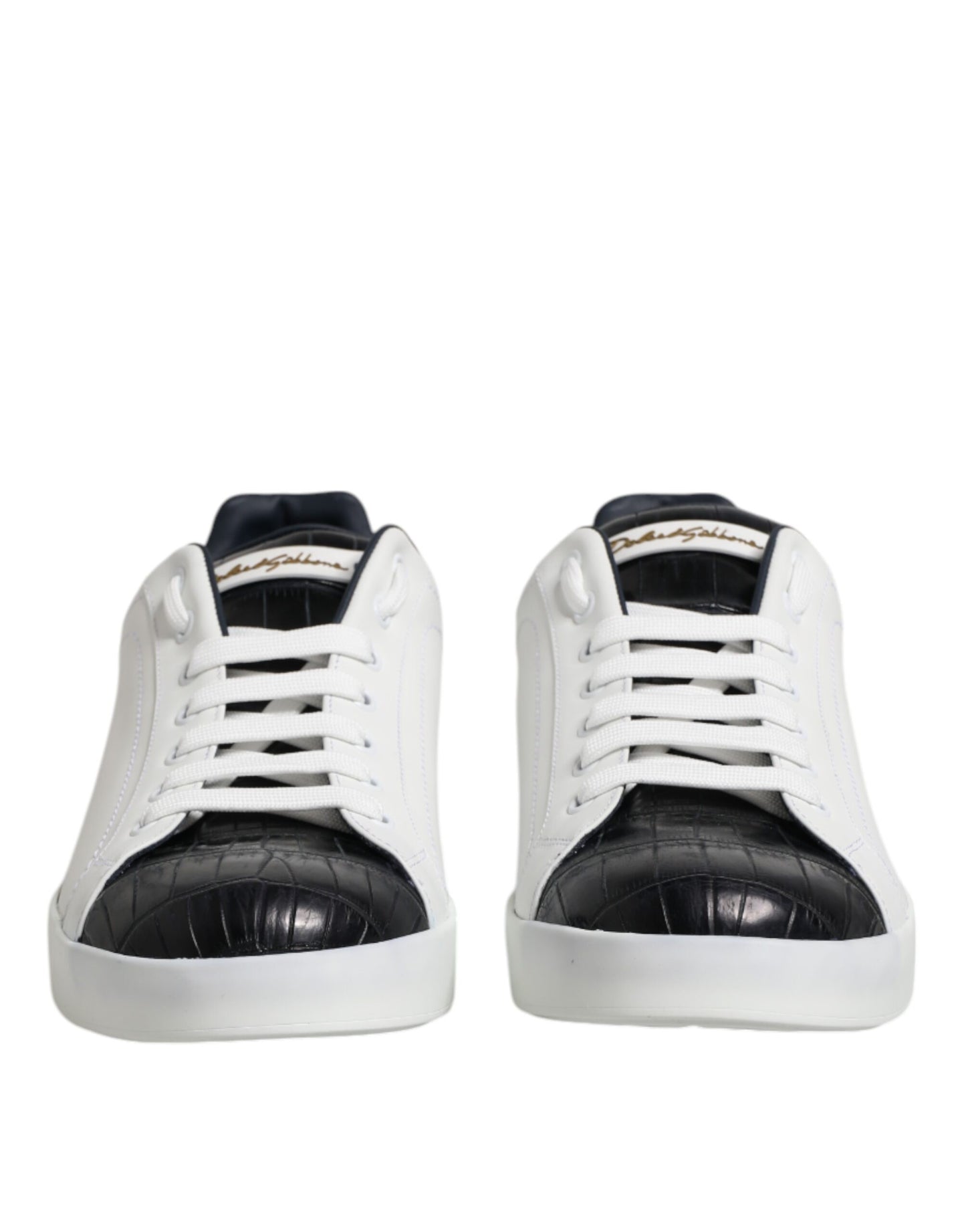 Dolce &amp; Gabbana White and Black Leather Portofino Sneakers