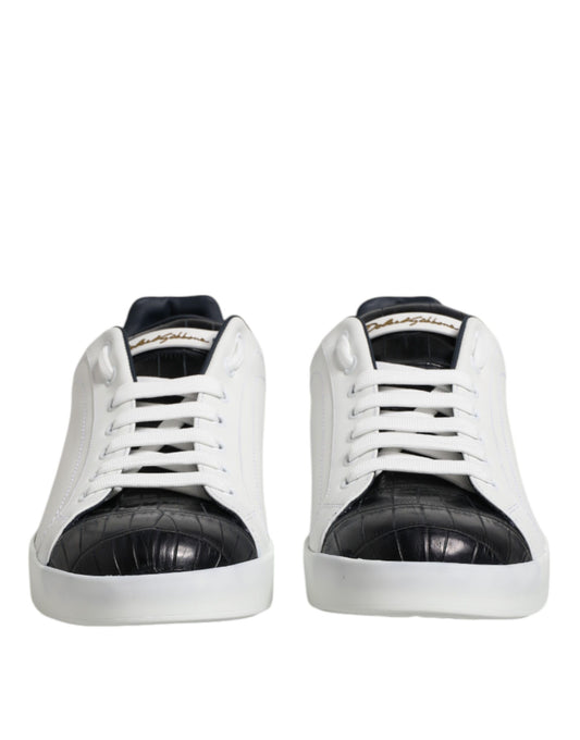 Dolce &amp; Gabbana White and Black Leather Portofino Sneakers