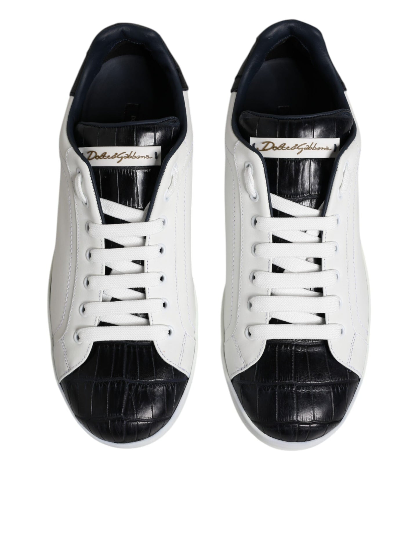 Dolce &amp; Gabbana White and Black Leather Portofino Sneakers