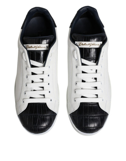 Dolce &amp; Gabbana White and Black Leather Portofino Sneakers