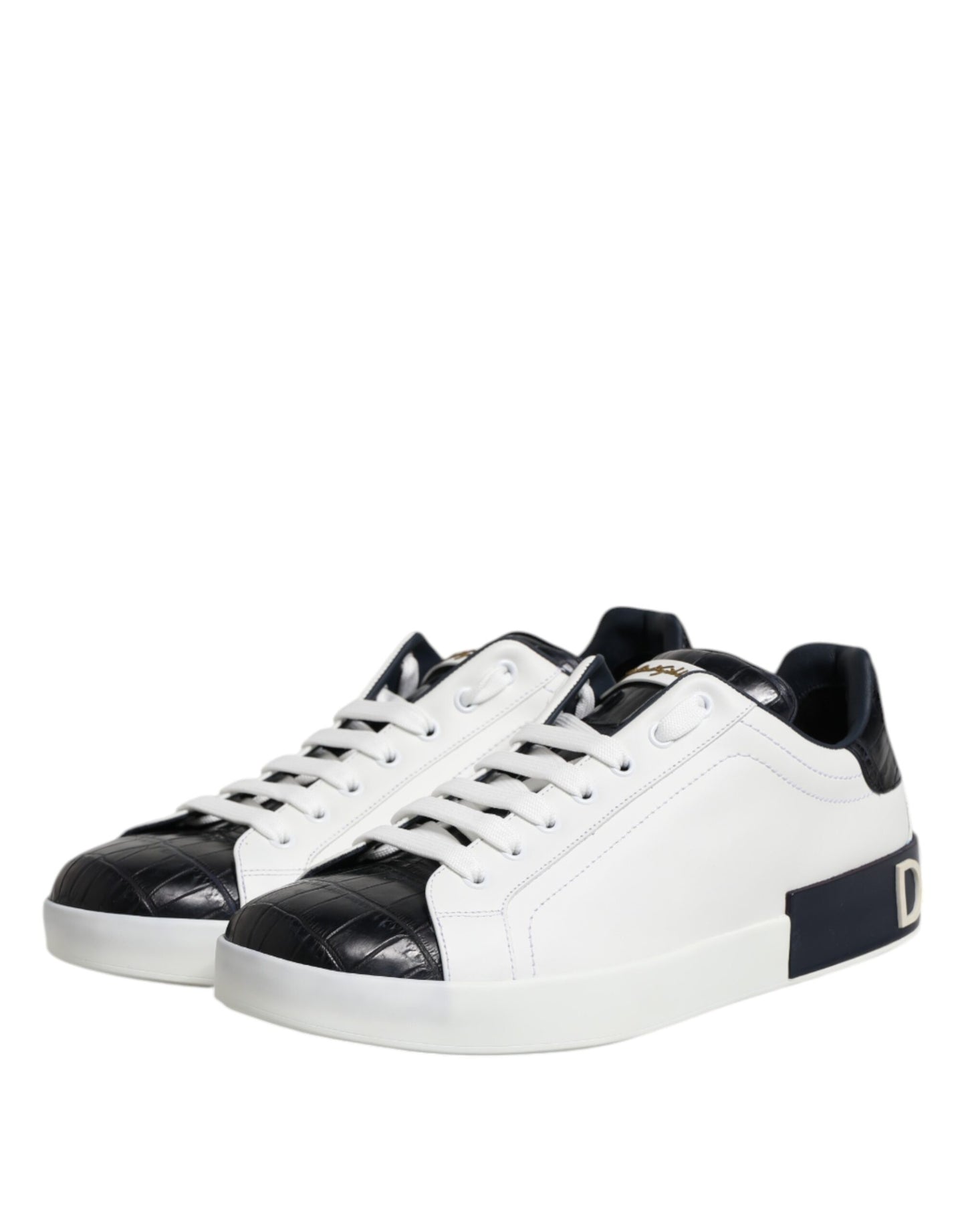 Dolce &amp; Gabbana White and Black Leather Portofino Sneakers
