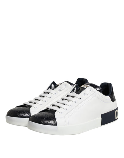 Dolce &amp; Gabbana White and Black Leather Portofino Sneakers