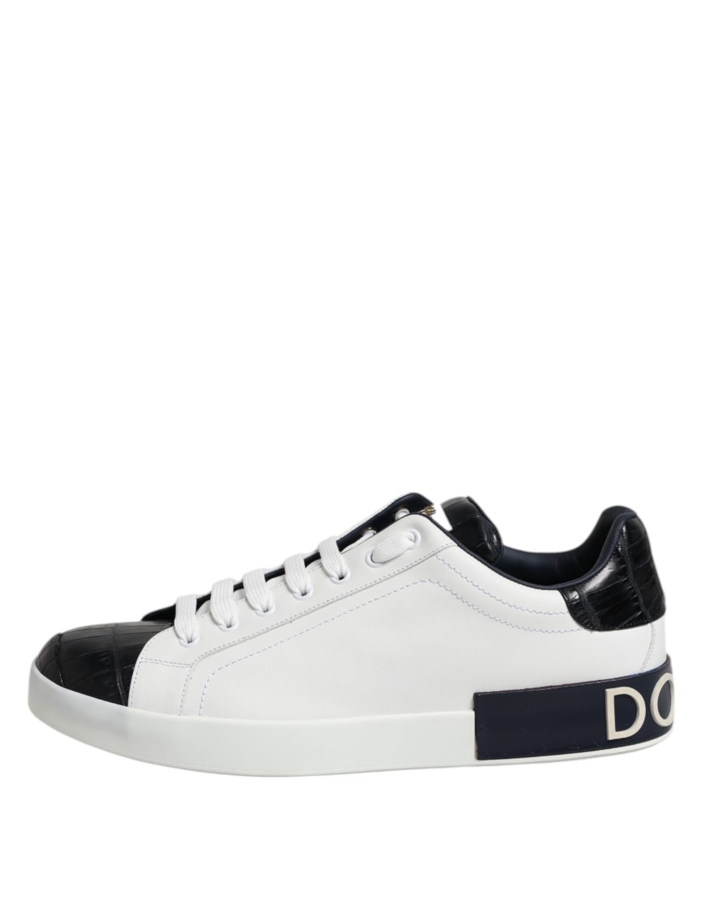Dolce &amp; Gabbana White and Black Leather Portofino Sneakers