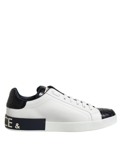 Dolce &amp; Gabbana White and Black Leather Portofino Sneakers