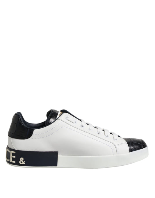 Dolce &amp; Gabbana White and Black Leather Portofino Sneakers