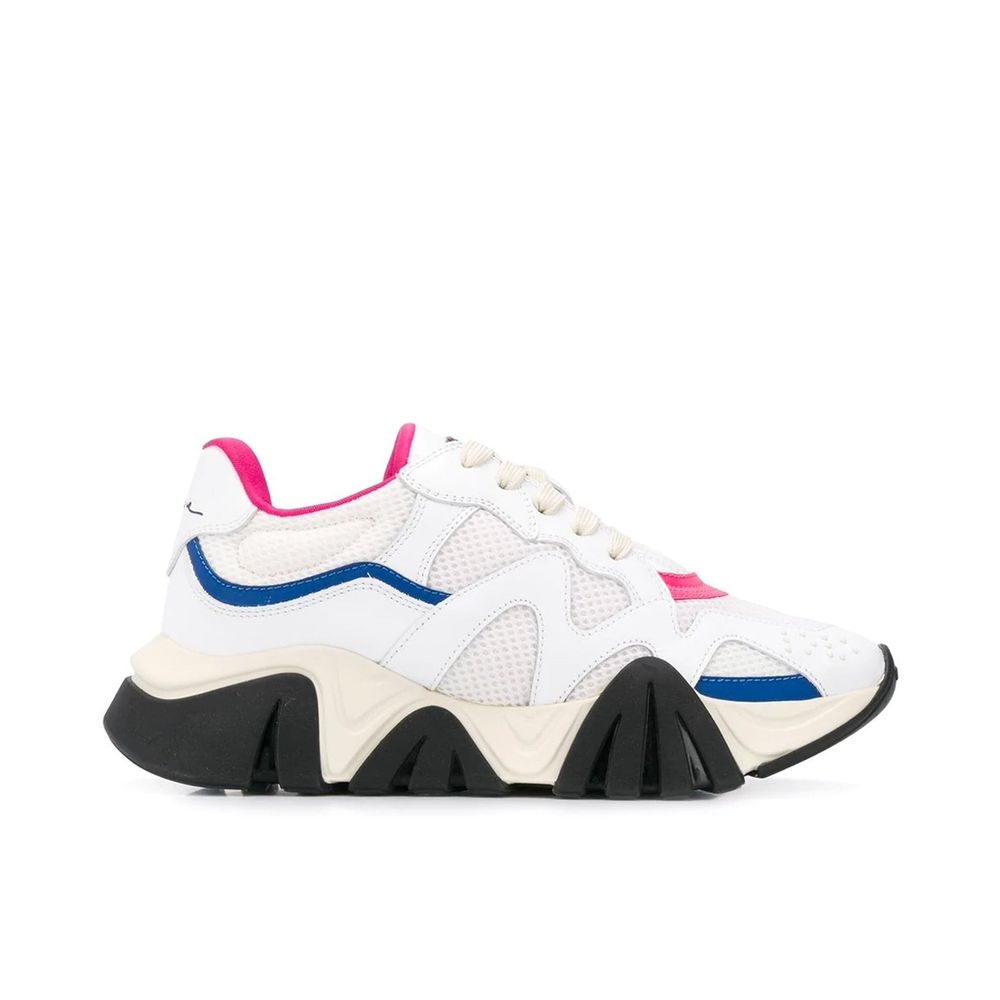 Italian Leather Chunky Sneakers with Mesh Panels