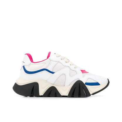 Italian Leather Chunky Sneakers with Mesh Panels