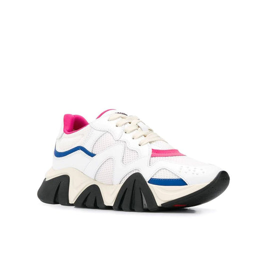 Italian Leather Chunky Sneakers with Mesh Panels