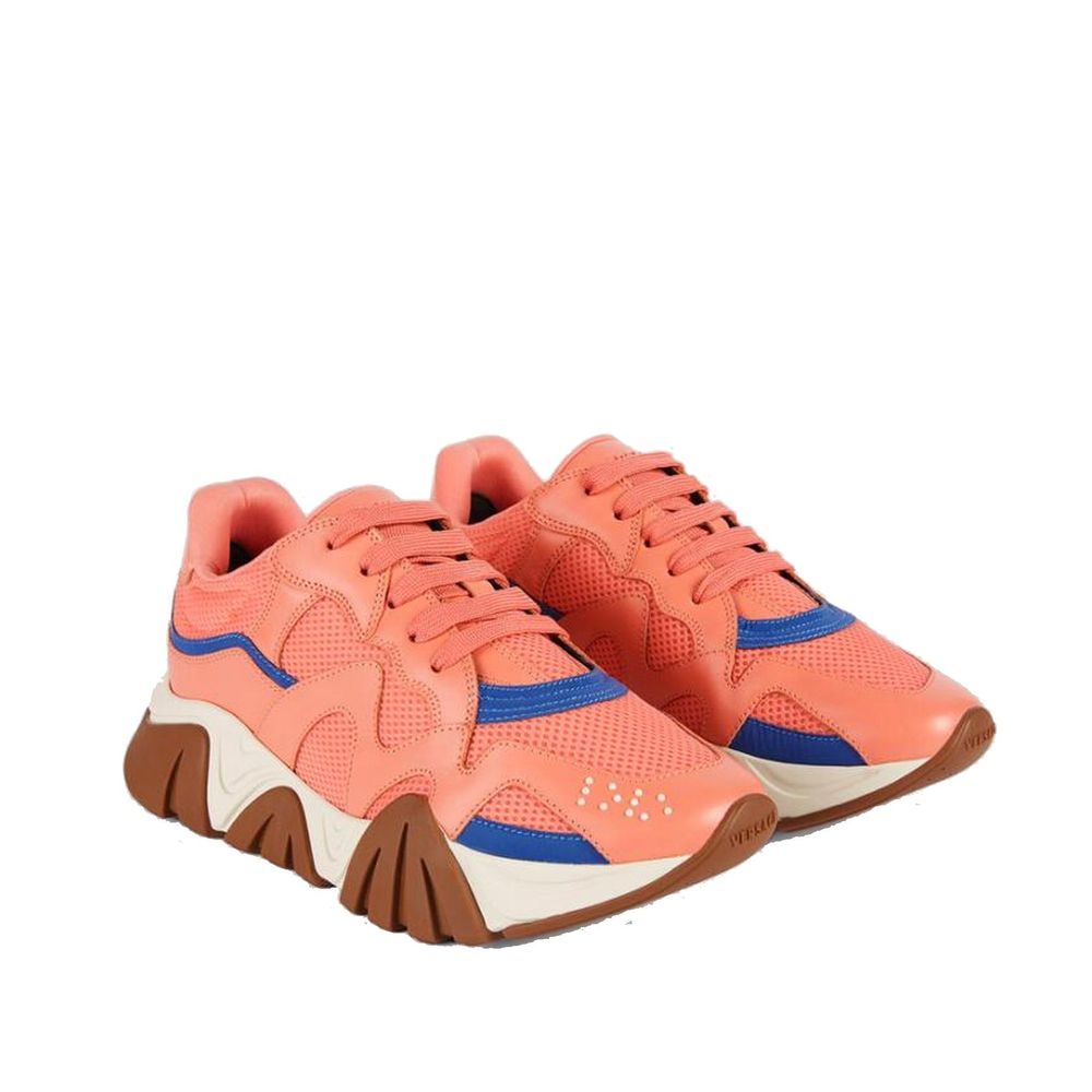 Italian Leather Chunky Sneakers with Reflective Panels
