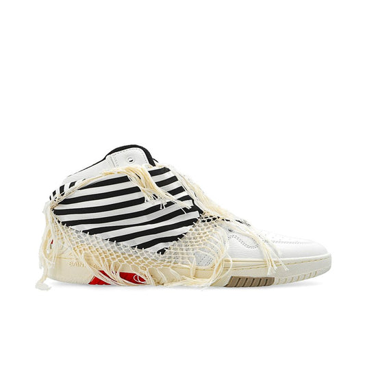 Italian Leather High-Top Sneakers with Perforated Details