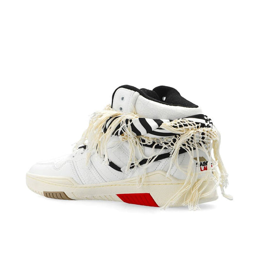Italian Leather High-Top Sneakers with Perforated Details