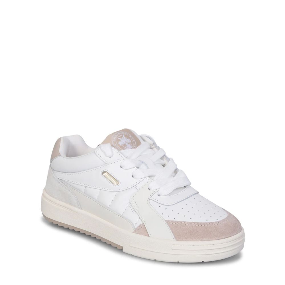 Leather University Sneakers - Women's Low Top with Perforated Details
