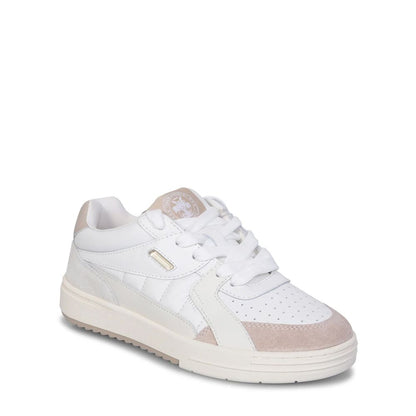 Leather University Sneakers - Women's Low Top with Perforated Details