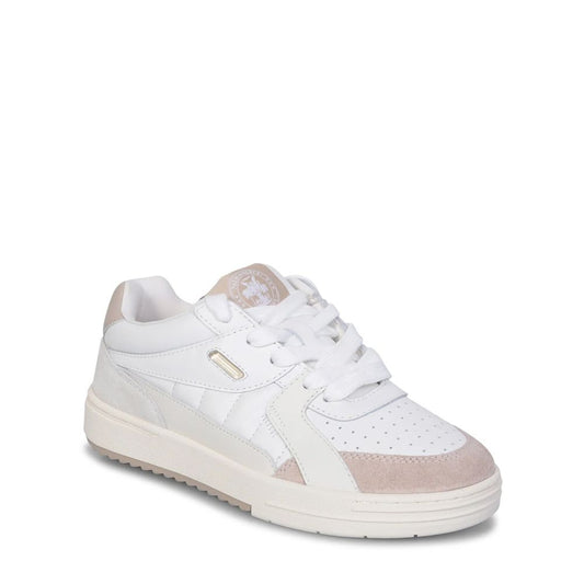 Leather University Sneakers - Women's Low Top with Perforated Details