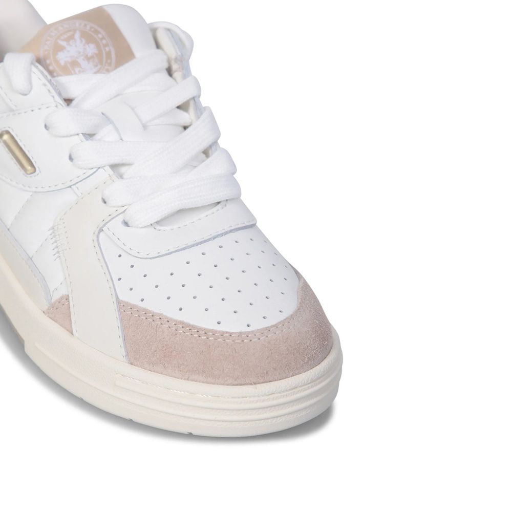 Leather University Sneakers - Women's Low Top with Perforated Details