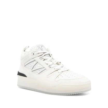 Italian Leather High-Top Sneakers with Perforated Detail